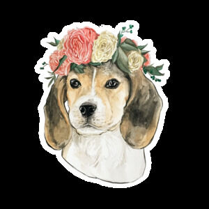 Flower Crown Beagle Sticker